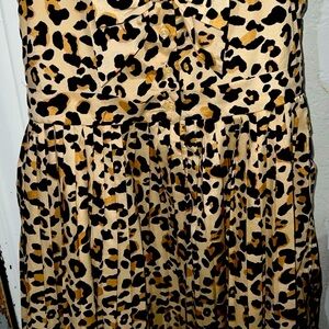 Janie & Jack Pleated Bow Back Leopard Dress